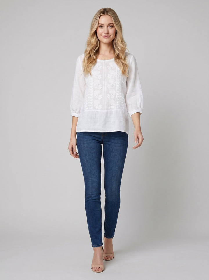 Aurora embroidered blouse white