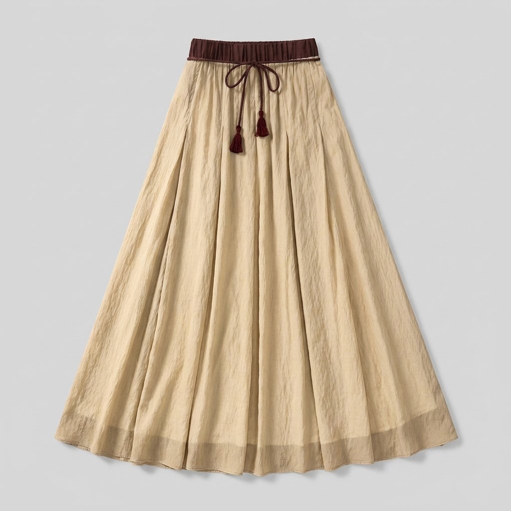 Ava A-line maxi linen skirt product flat lay