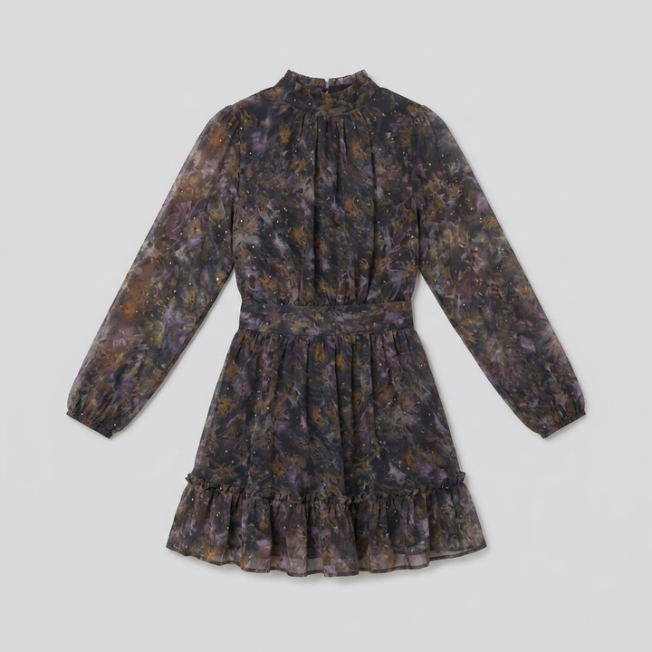 Ava black print dress product flat-lay