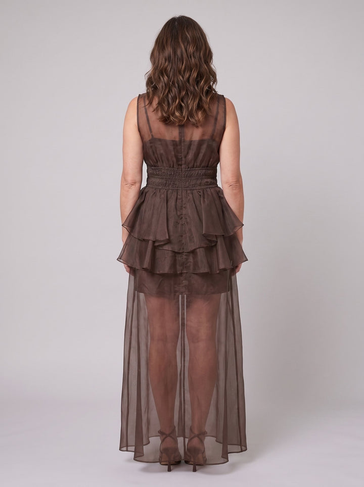 Aveline Maxi Dress - Chocolate - back