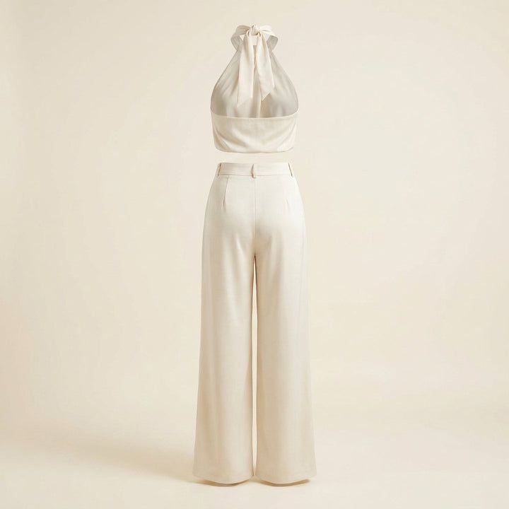 Bastienne halter crop top and high-waist pants set, back view