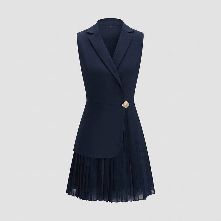 Bela navy pleated mini dress product flat lay