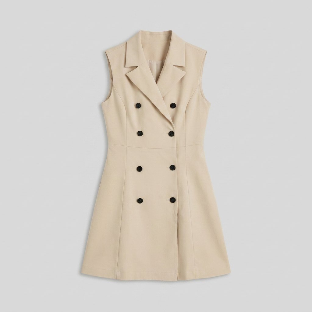 Bella double-breasted blazer dress beige product flat lay