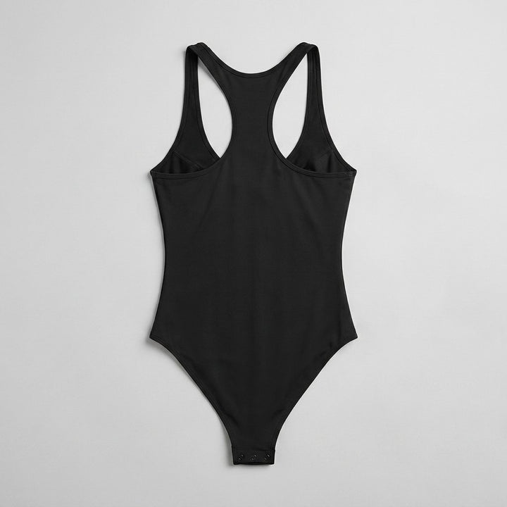Bella deep-V racerback bodysuit back view