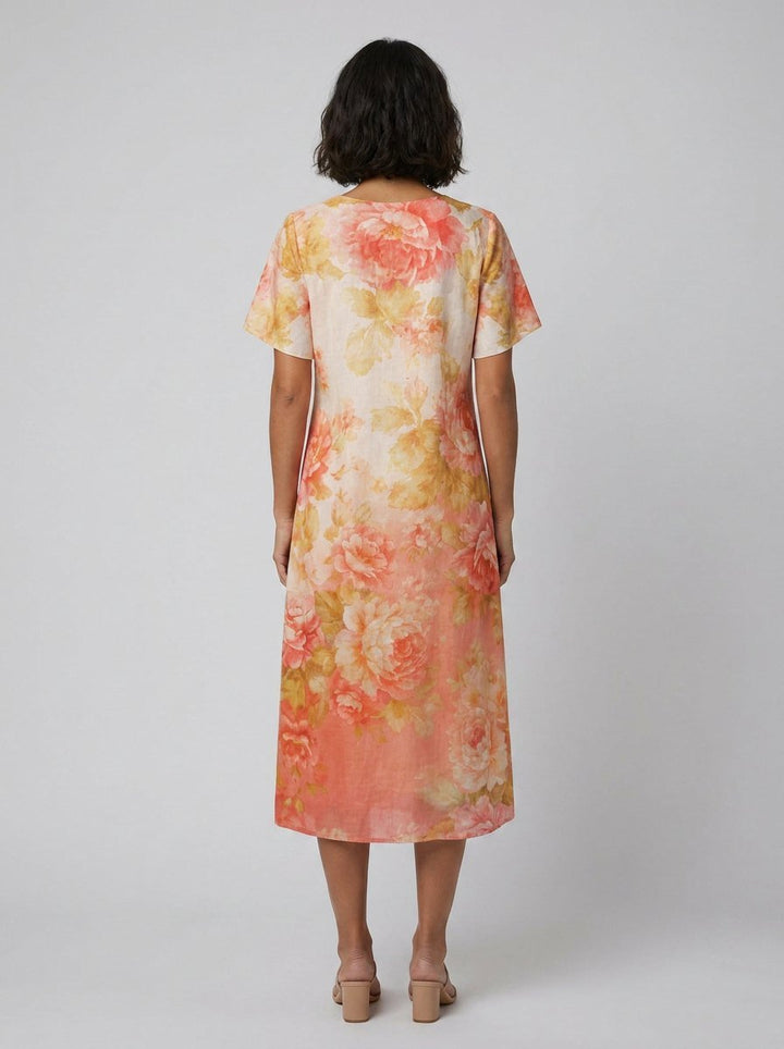 Bella floral midi dress back view