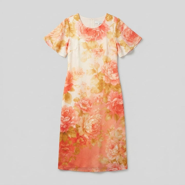 Bella floral midi dress product flat lay