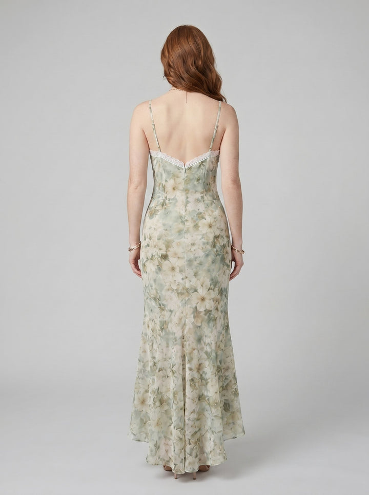 Bella maxi floral chiffon back view