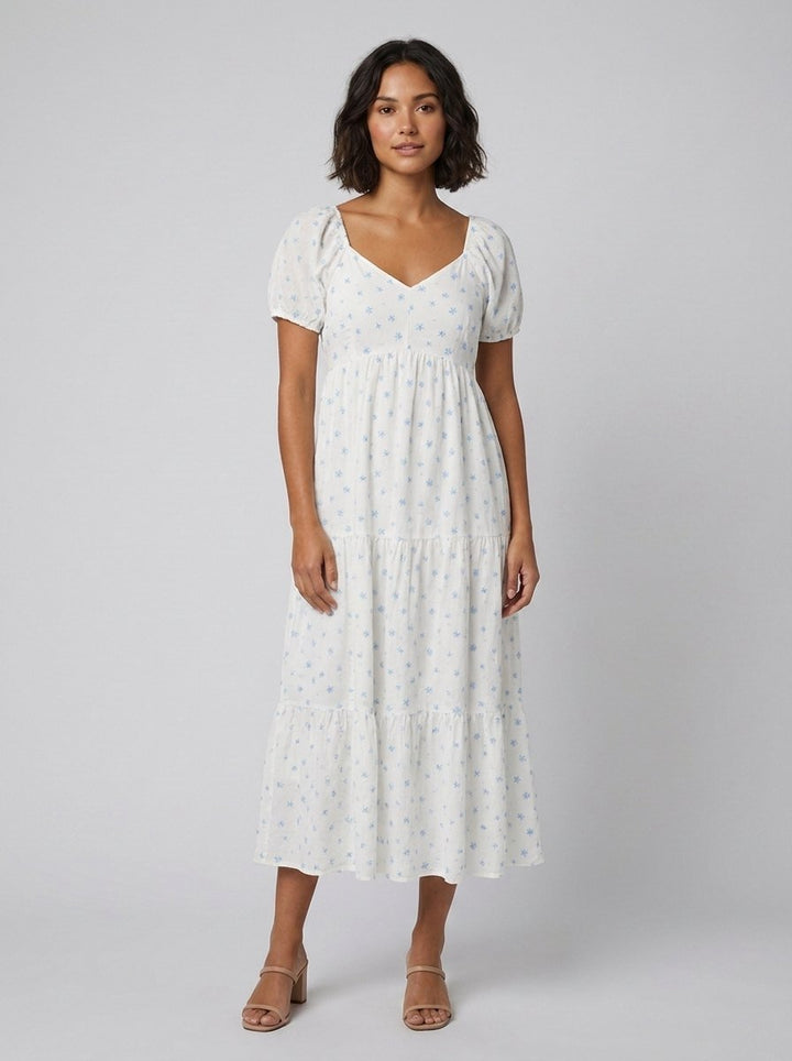 Bella midi sweetheart dress white - model