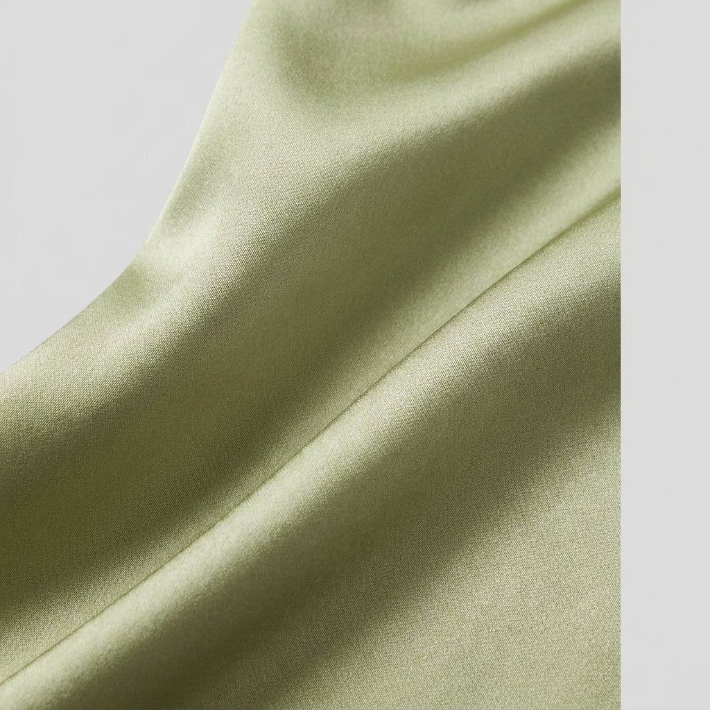 Bella satin halter jumpsuit fabric detail