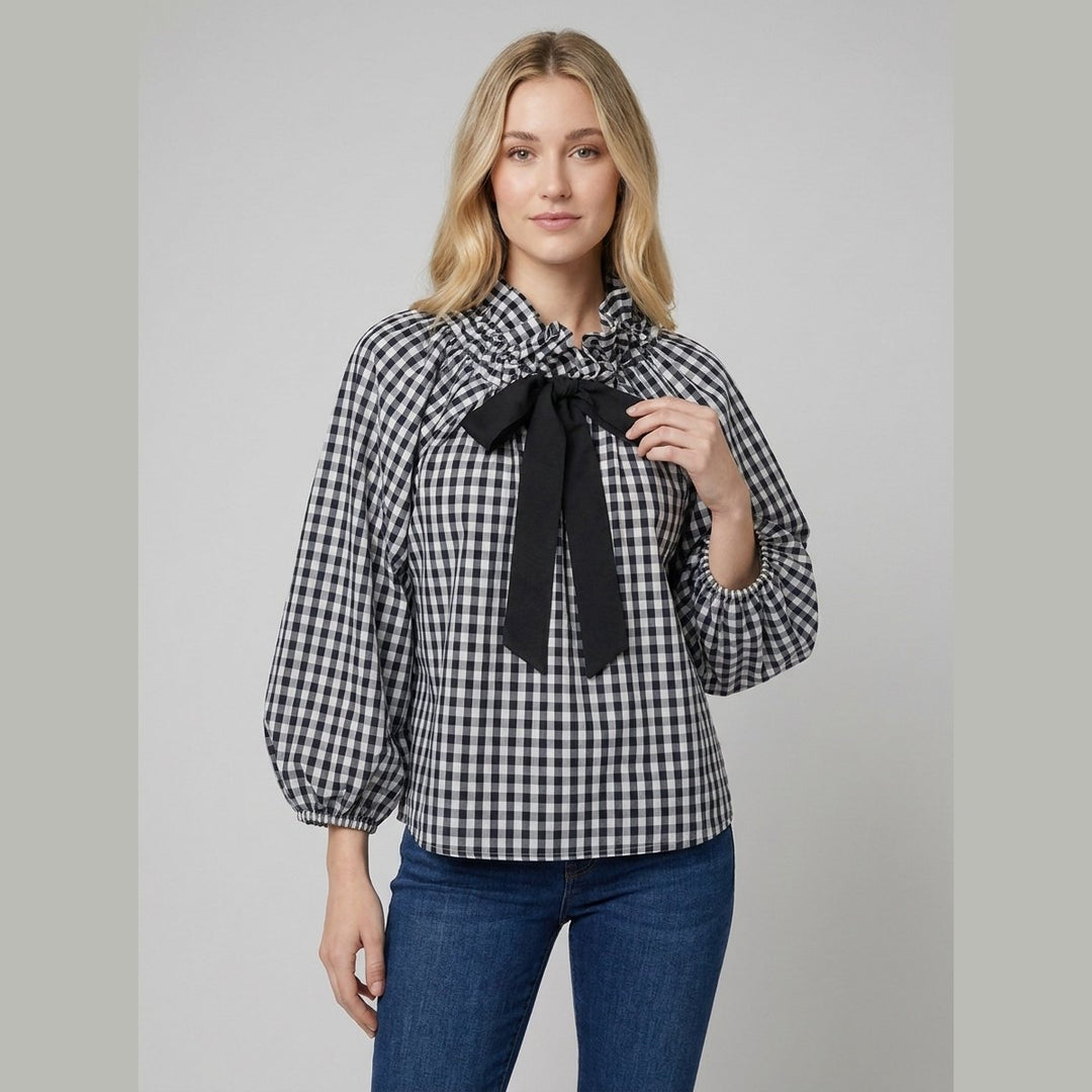 Bellarine ruffle collar blouse checkered gingham