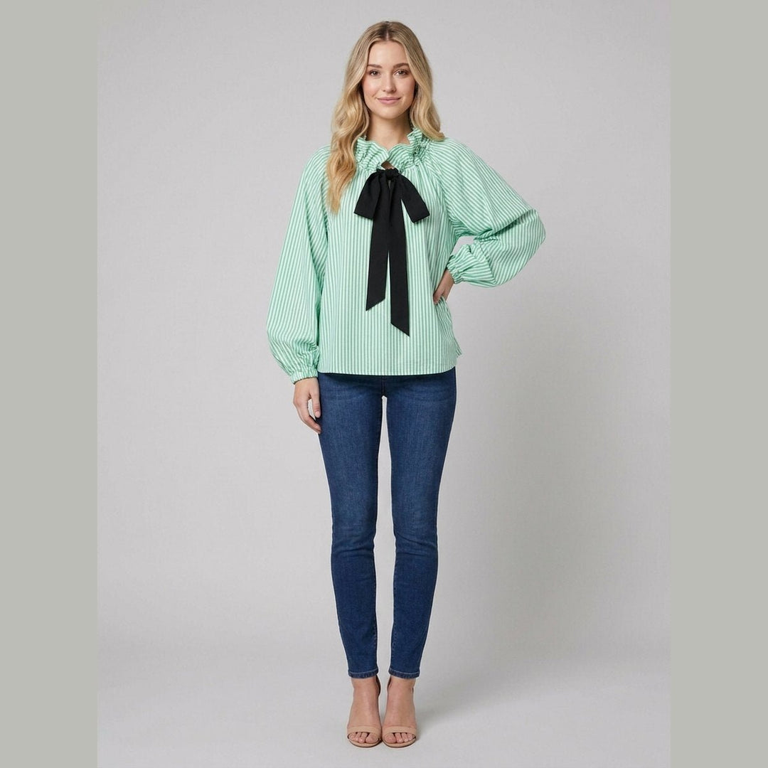 Bellarine ruffle collar blouse lime green