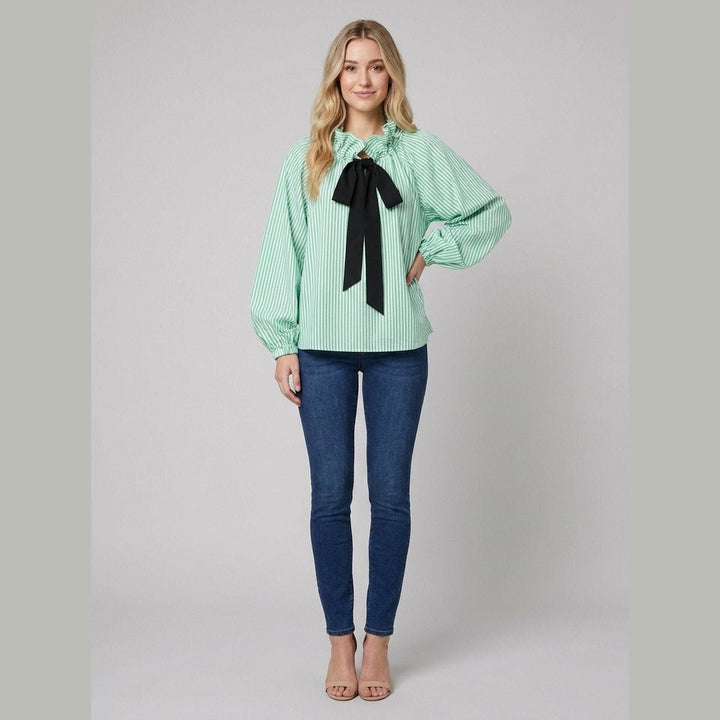 Bellarine ruffle collar blouse lime green