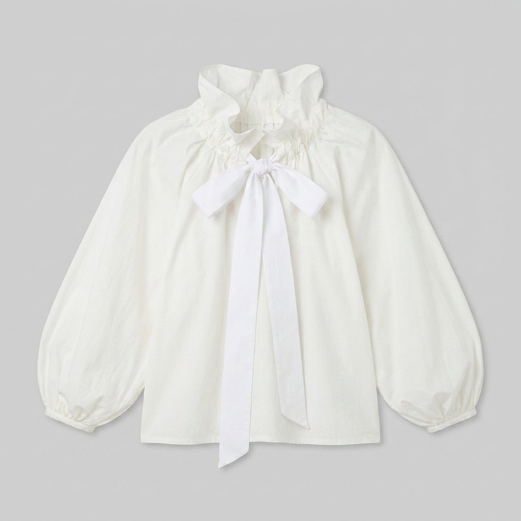 Bellarine ruffle collar blouse product flat lay