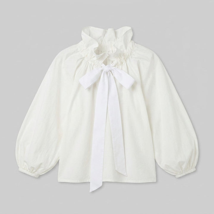 Bellarine ruffle collar blouse product flat lay