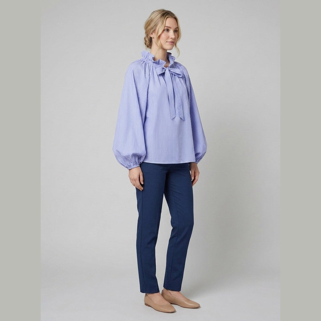 Bellarine ruffle collar blouse sky blue