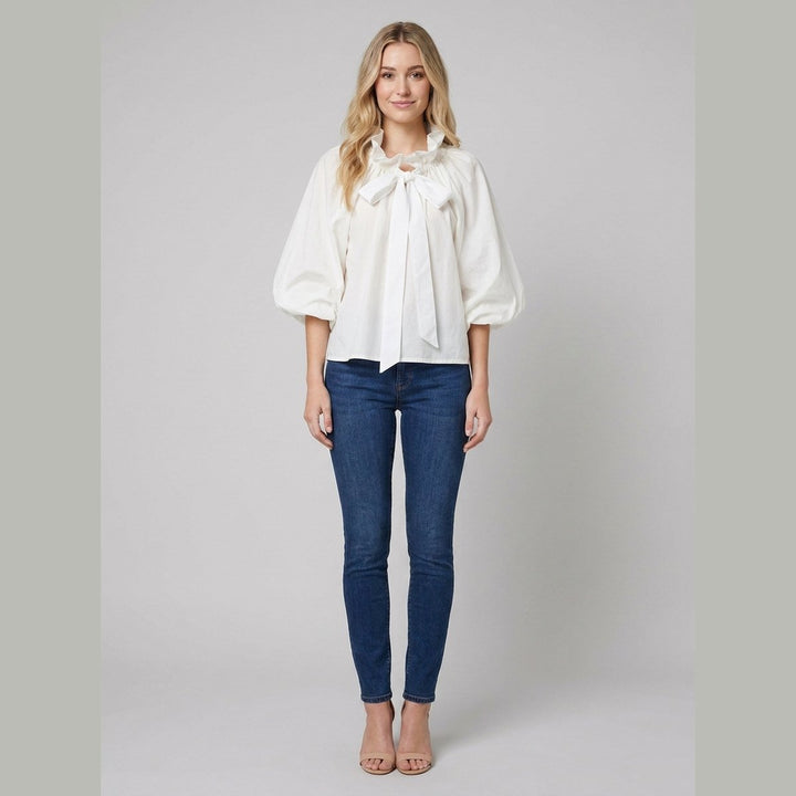 Bellarine ruffle collar blouse white
