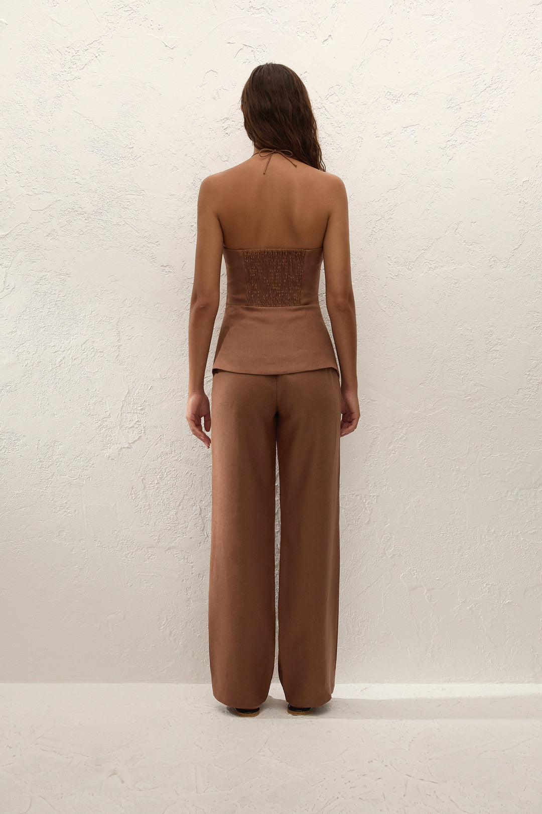 Blanche slim tailored pants in cacao with a concealed zip waist, image 5 of 7