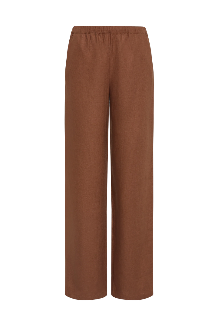 Blanche slim tailored pants in cacao with a concealed zip waist, image 7 of 7
