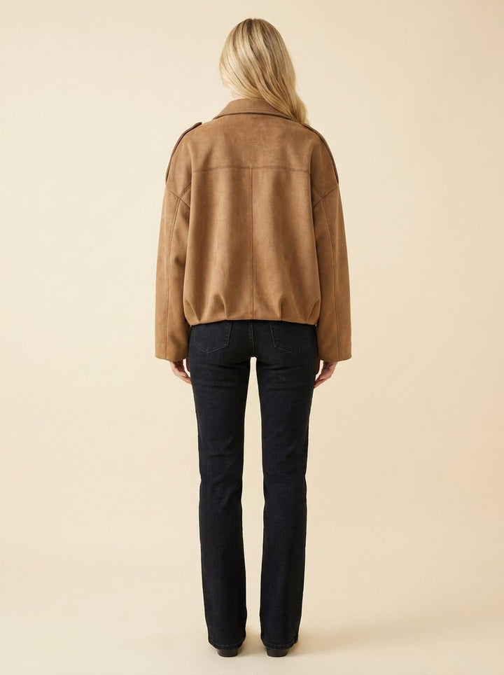 Bomber suede-look jacket back view - The Store Vancouver