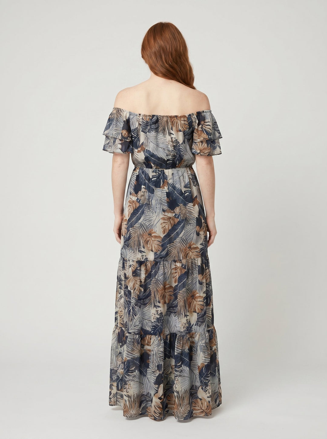 Bora floral maxi dark blue back view