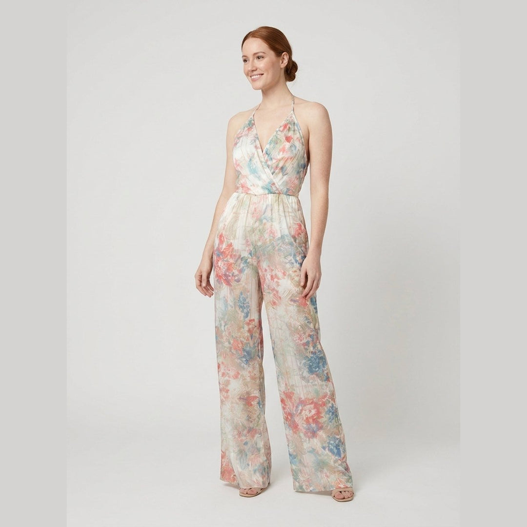Bora satin halter floral jumpsuit - side