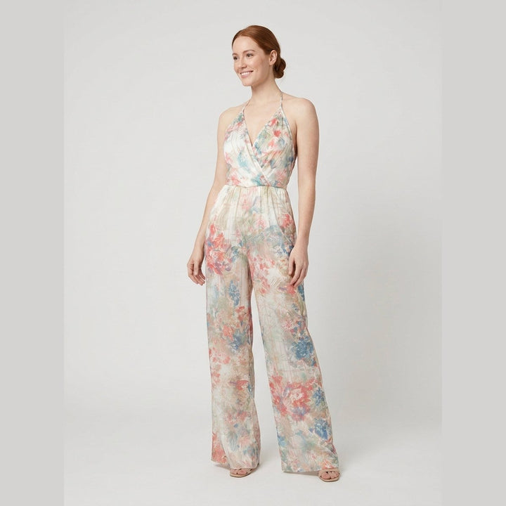 Bora satin halter floral jumpsuit - side