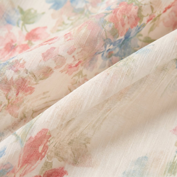 Bora jumpsuit floral fabric close-up