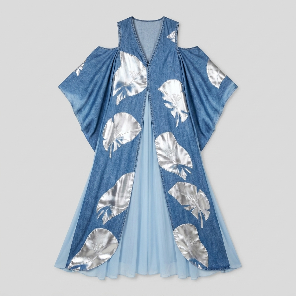 Breezy denim caftan maxi dress product flat-lay