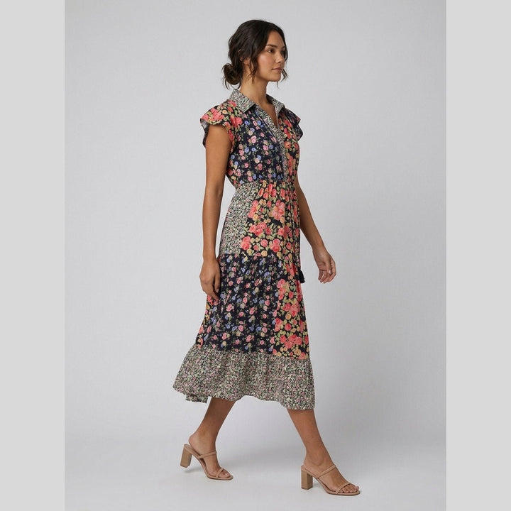 Breezy floral midi dress side pose