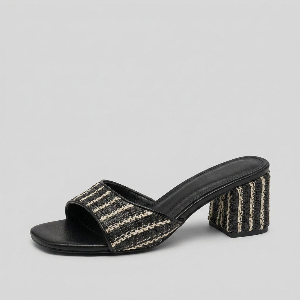 Breezy raffia heeled sandal side profile