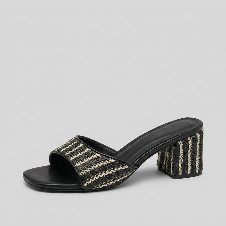 Breezy raffia heeled sandal side profile