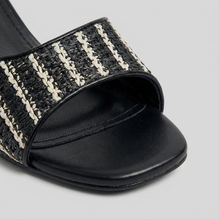 Breezy raffia heeled sandal woven detail