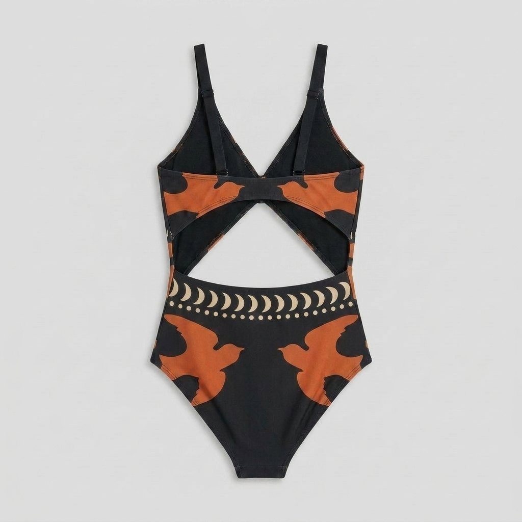 Breezy one-piece swimsuit back view flat-lay