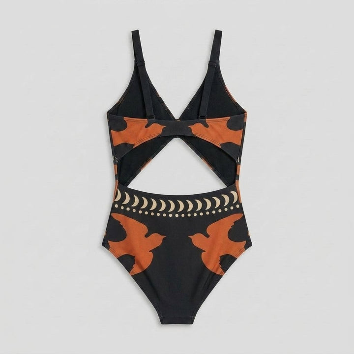 Breezy one-piece swimsuit back view flat-lay