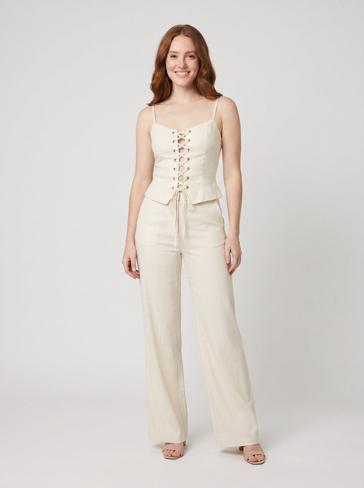 Brianna lace-up set cream