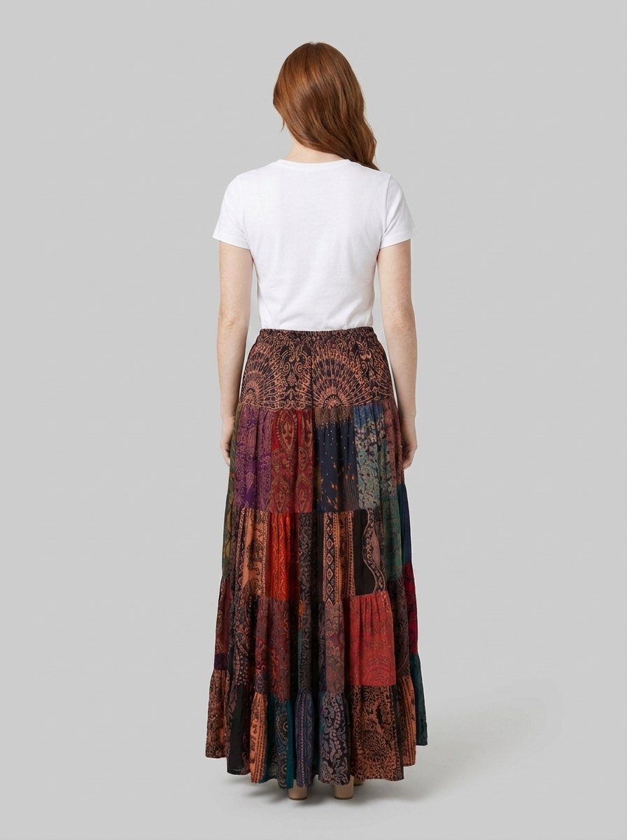 Brielle patchwork maxi skirt back