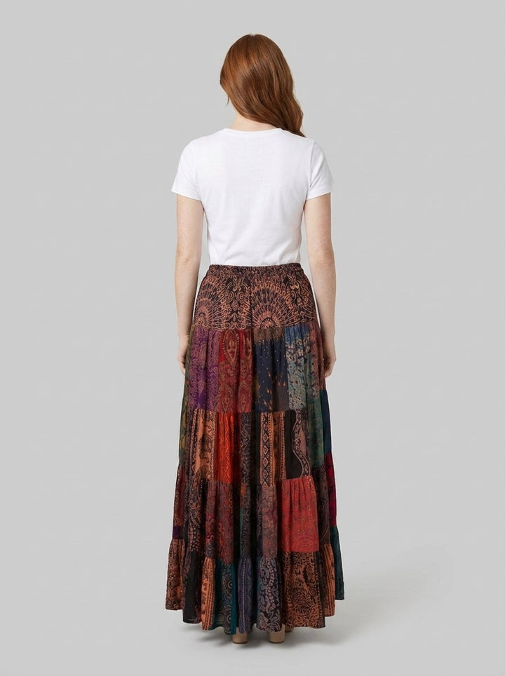 Brielle patchwork maxi skirt back