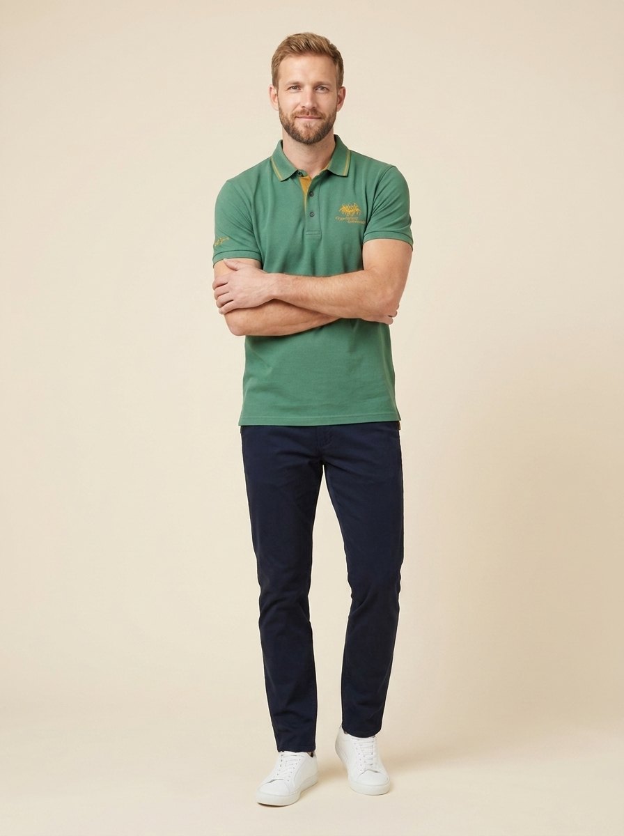Brix mens polo green on model