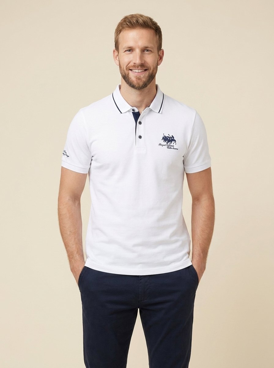 Brix mens polo white on model