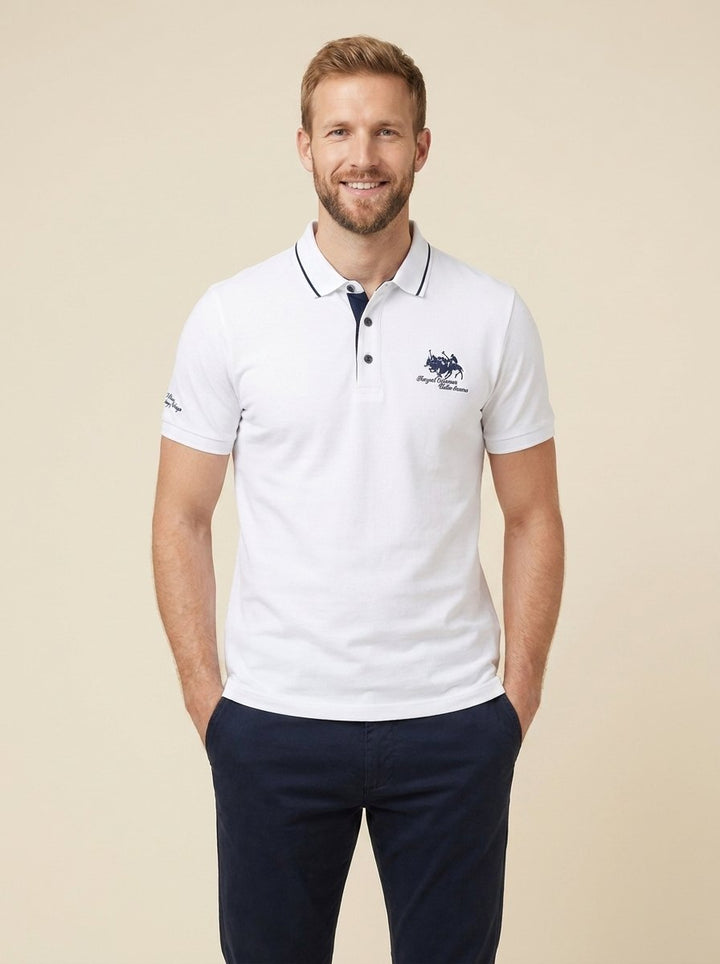 Brix mens polo white on model