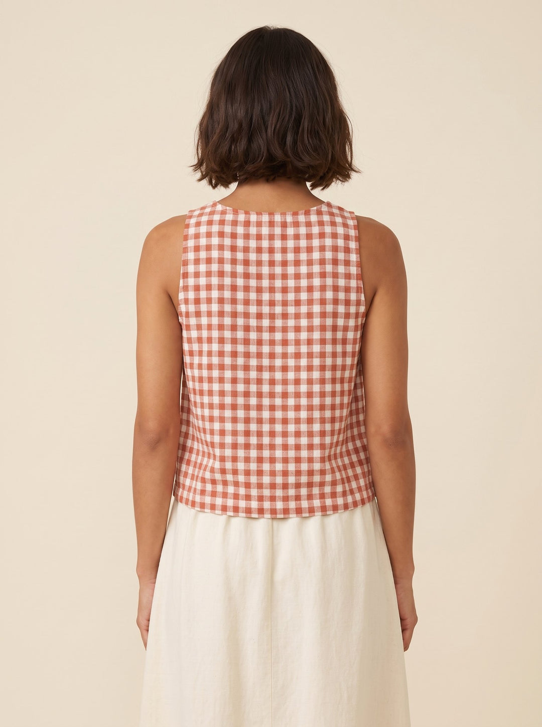 Bryn gingham tank top back view