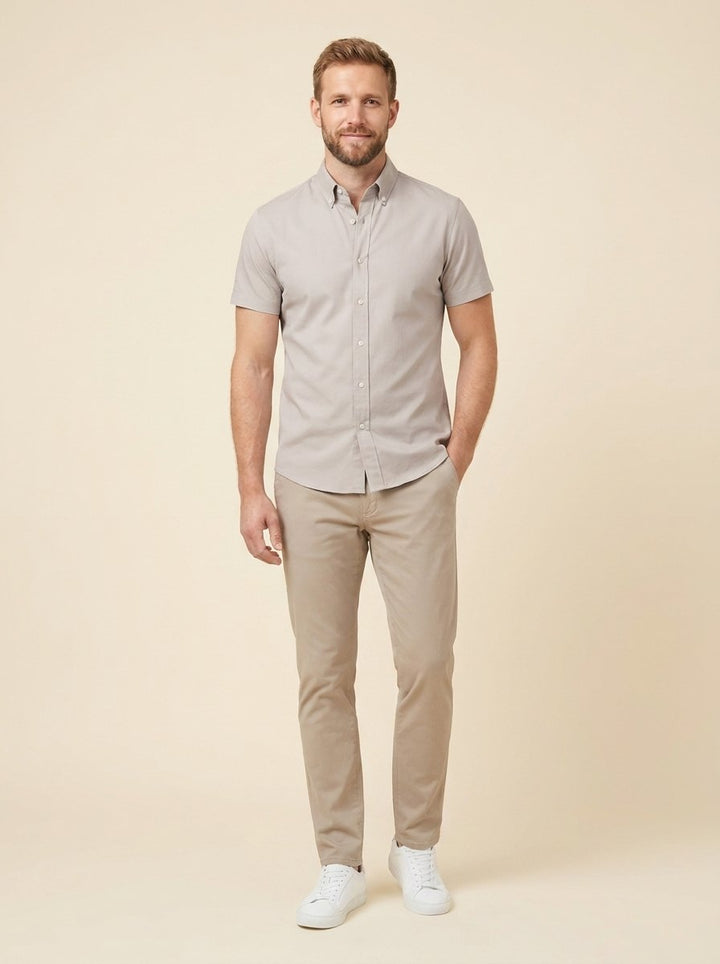 Caden casual shirt greige front