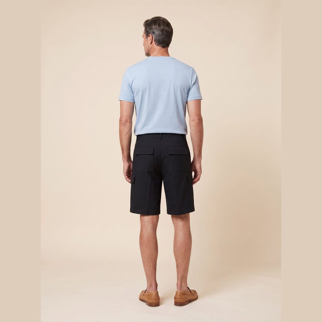 Caden Mens Cargo Shorts black back view on model