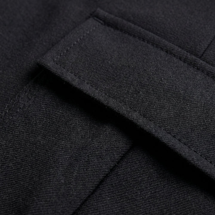 Caden Mens Cargo Shorts black wool fabric close up