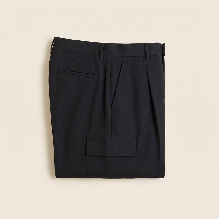 Caden Mens Cargo Shorts black folded product flat lay