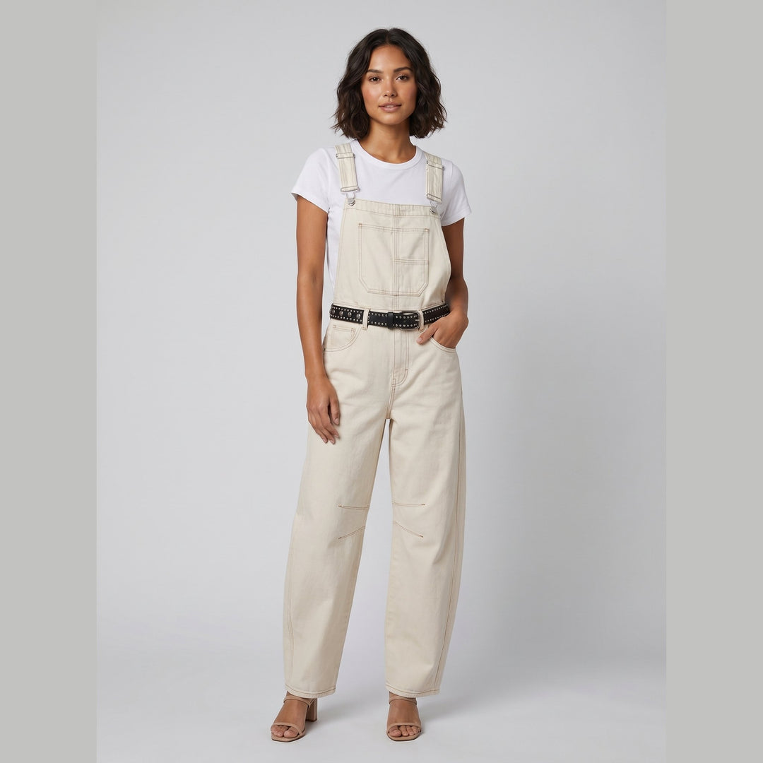 Cali denim overalls cream beige