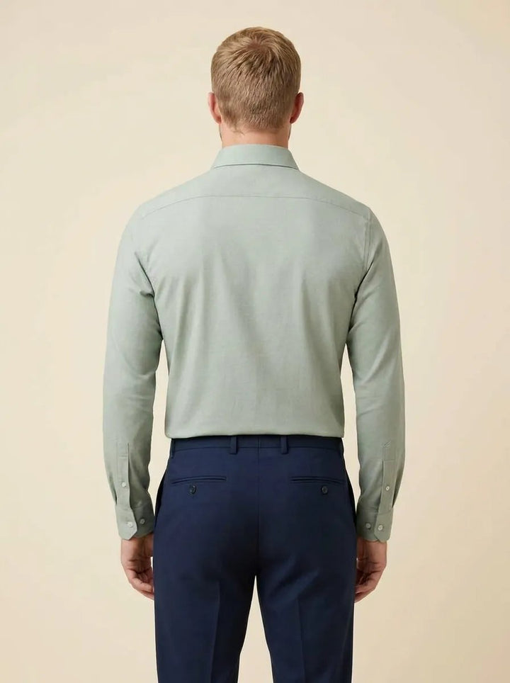 Callum men's shirt in green, back view on model