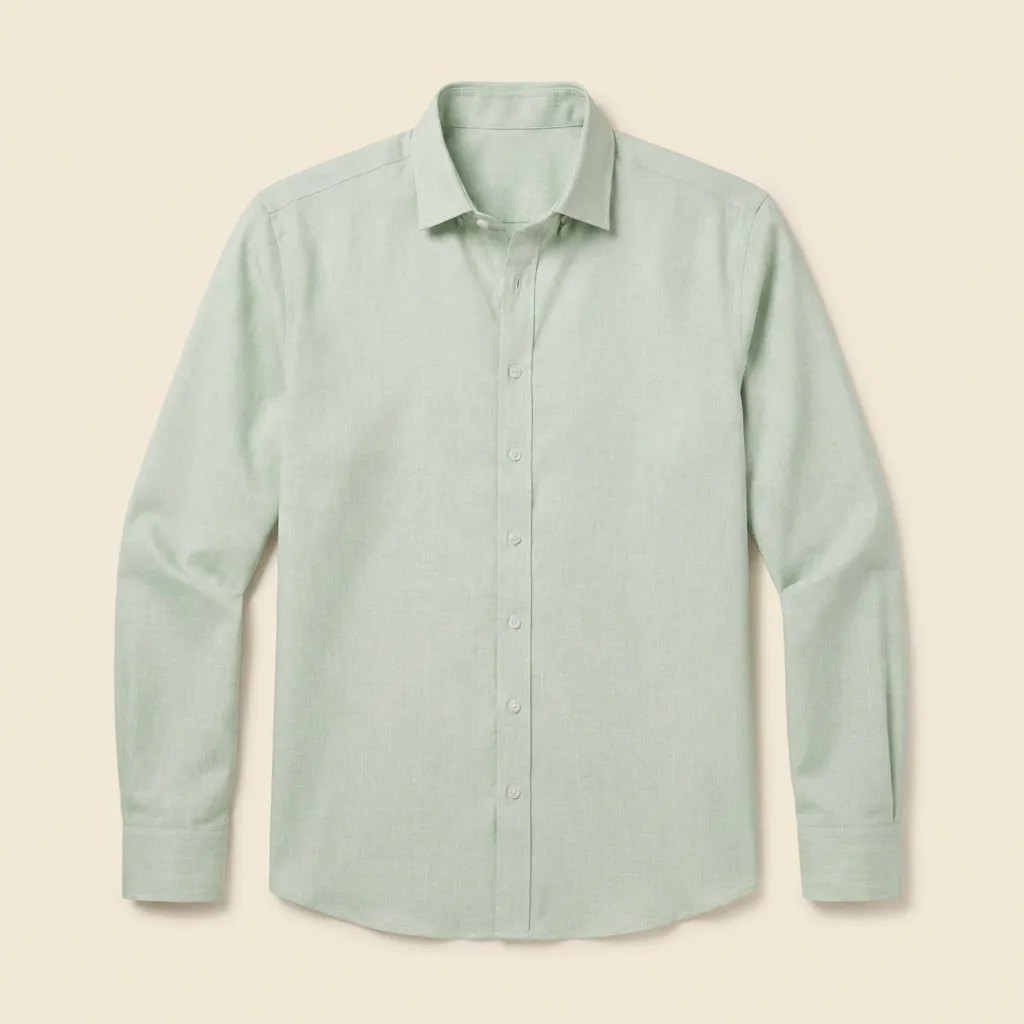 Callum men's shirt in green, flat lay