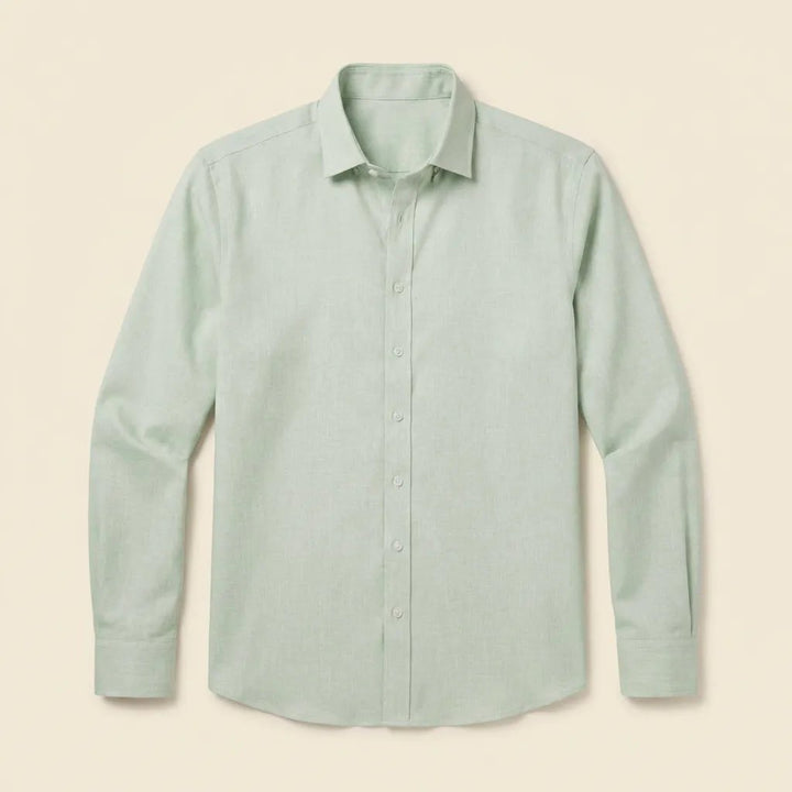Callum men's shirt in green, flat lay