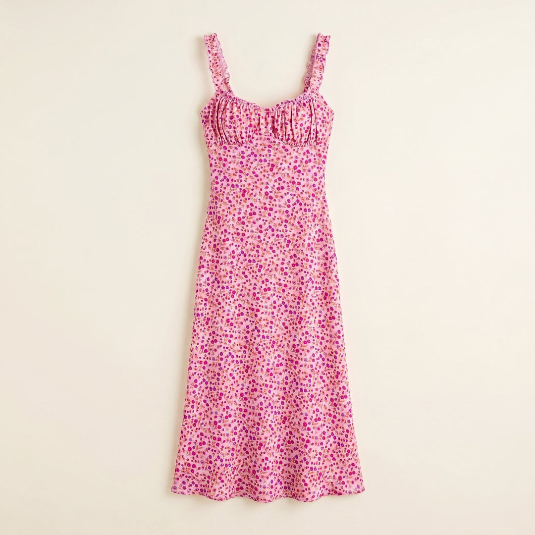 Cami floral midi dress flat lay